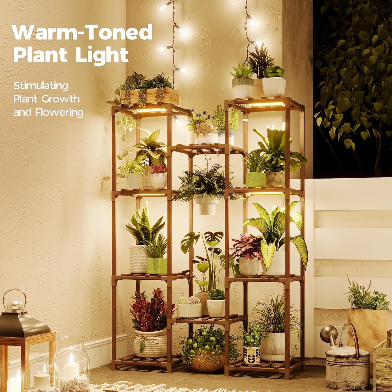 Plant Stand with Grow Light & Shelf