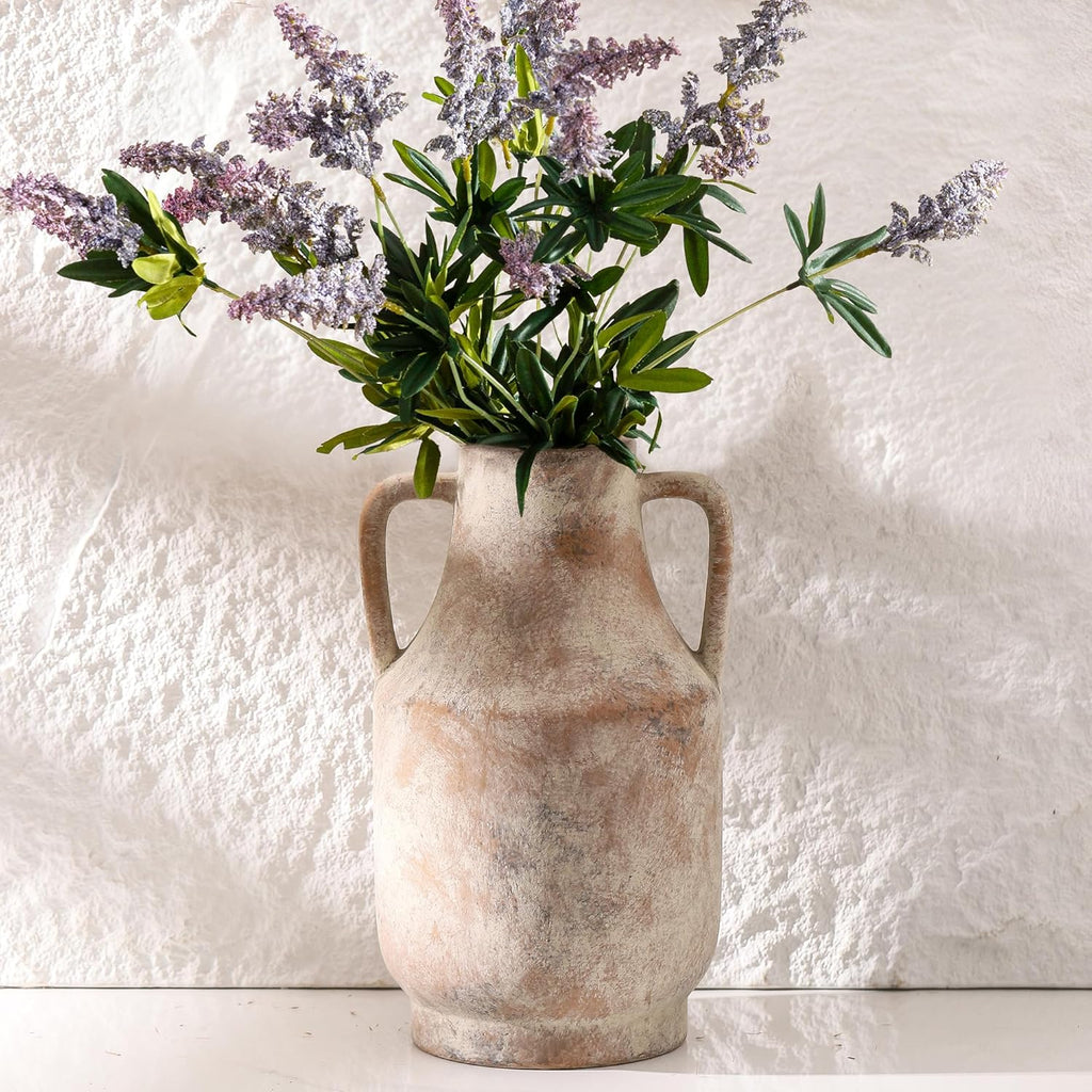 Ceramic Flower Vase with Handles, 11"