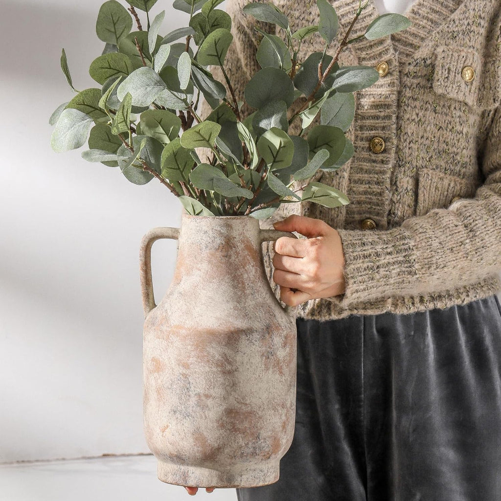 Ceramic Flower Vase with Handles, 11"