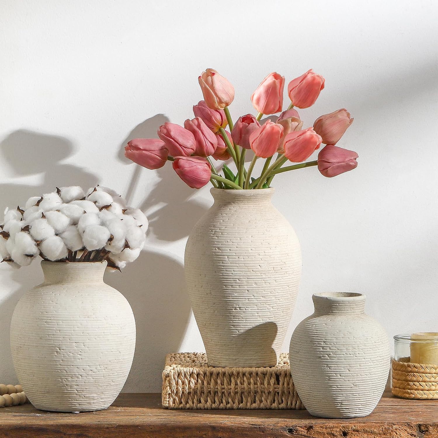 Rustic Ceramic Flower Vase, 7.4"